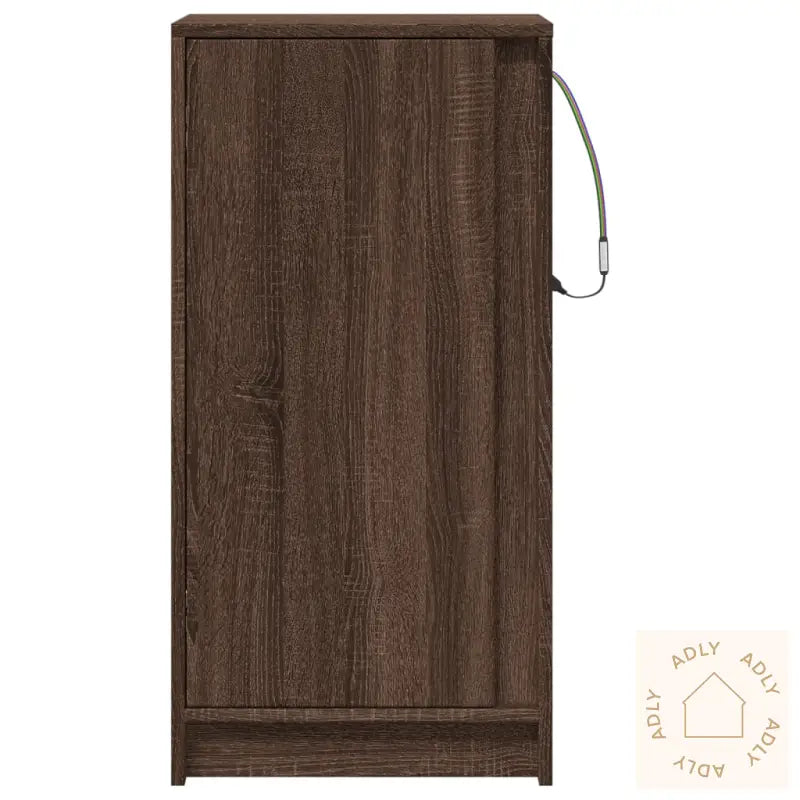 Skjenk Med Led Brun Eik 42,5X34X85 Cm Konstruert Tre
