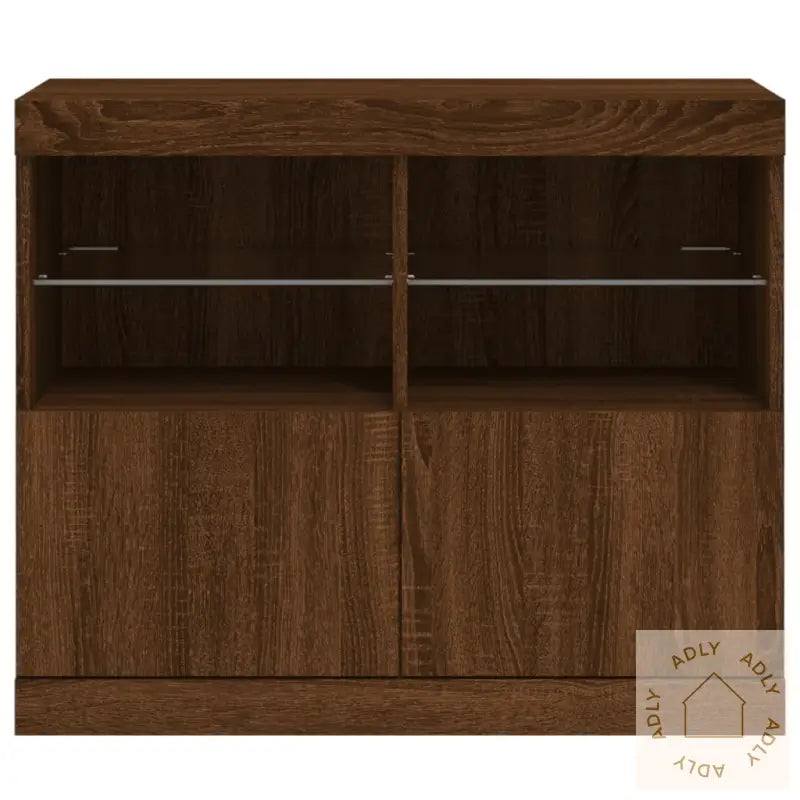 Skjenk Med Led-Lys Brun Eik 81X37X67 Cm