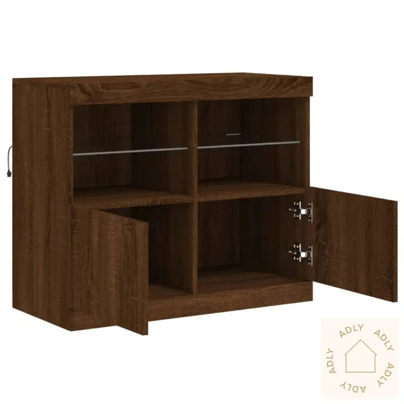 Skjenk Med Led-Lys Brun Eik 81X37X67 Cm
