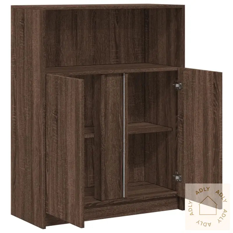 Skjenk Med Led Brun Eik 77X34X100 Cm Konstruert Tre