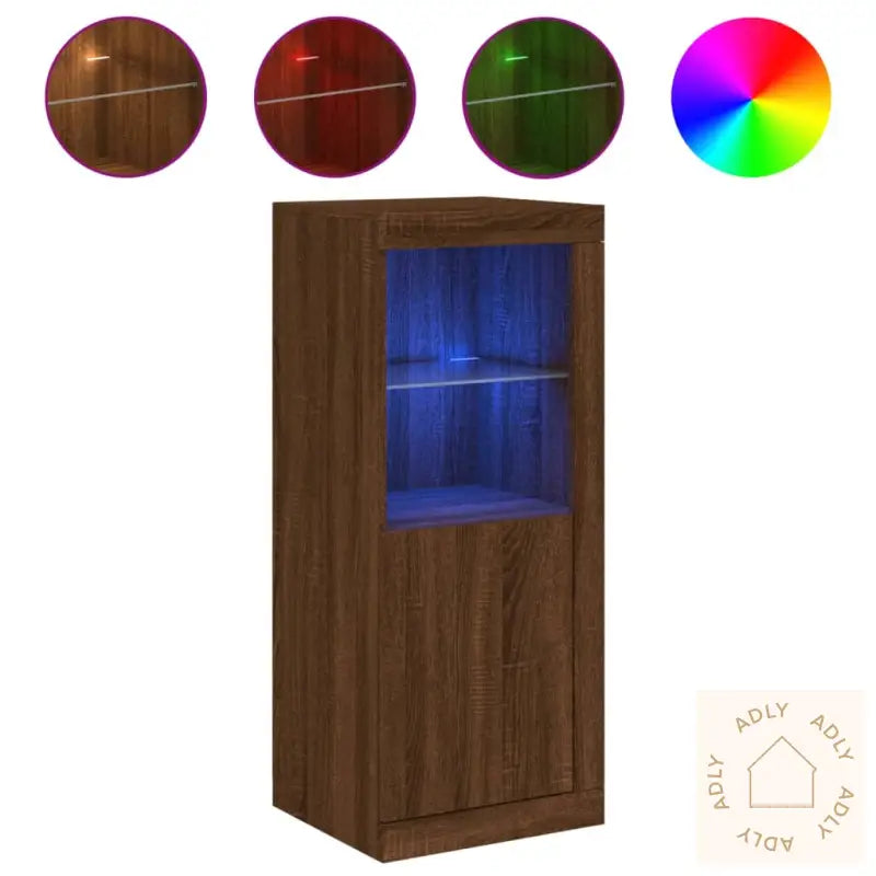 Skjenk Med Led-Lys Brun Eik 41X37X100 Cm