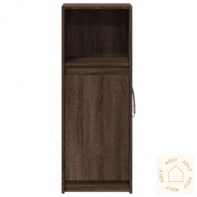 Skjenk Med Led Brun Eik 38X34X100 Cm Konstruert Tre