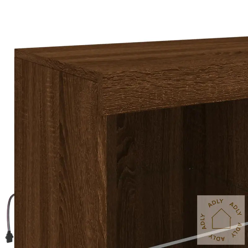 Skjenk Med Led-Lys Brun Eik 181,5X37X100 Cm