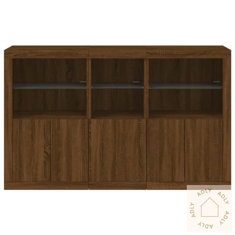 Skjenk Med Led-Lys Brun Eik 162X37X100 Cm