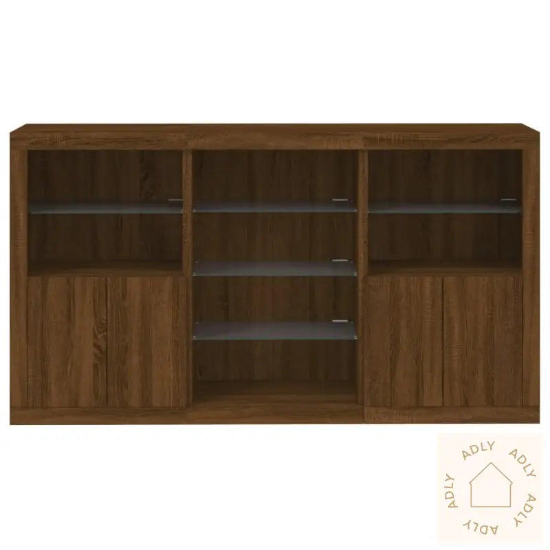 Skjenk Med Led-Lys Brun Eik 181,5X37X100 Cm