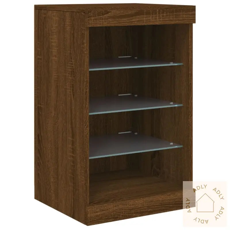 Skjenk Med Led-Lys Brun Eik 123X37X67 Cm