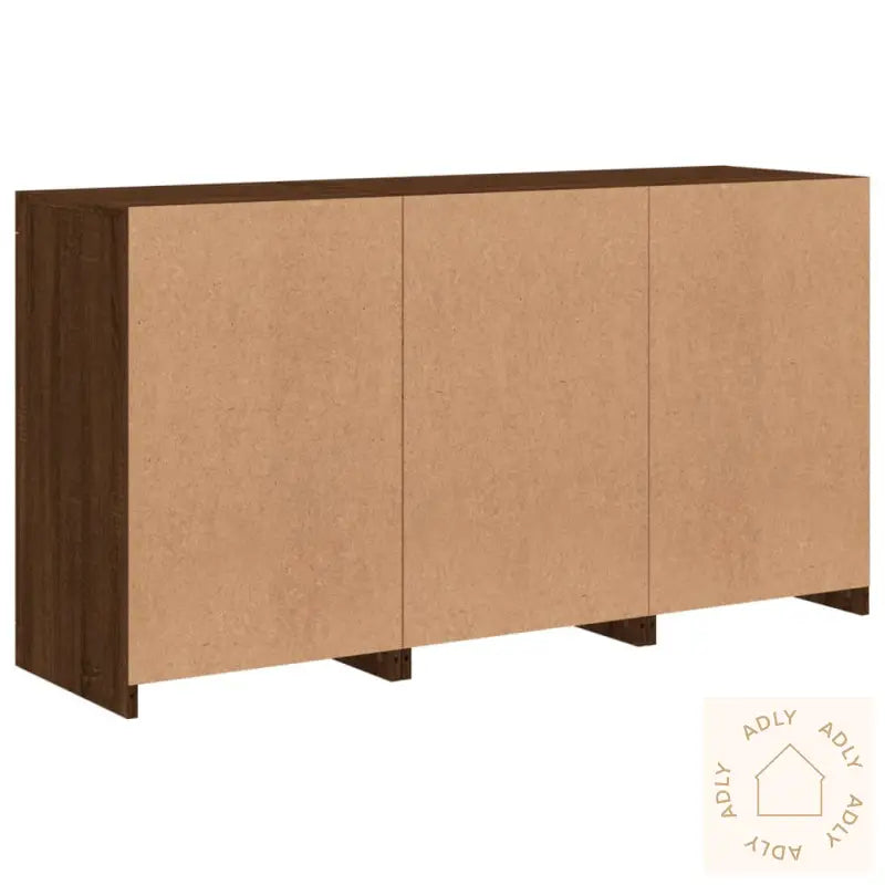Skjenk Med Led-Lys Brun Eik 123X37X67 Cm