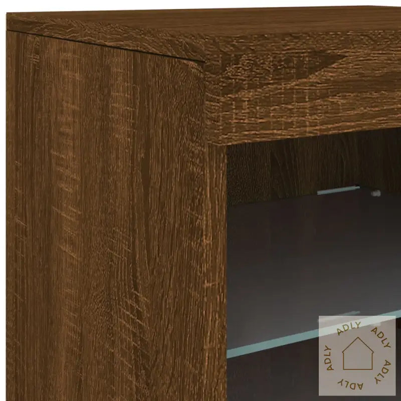 Skjenk Med Led-Lys Brun Eik 123X37X67 Cm