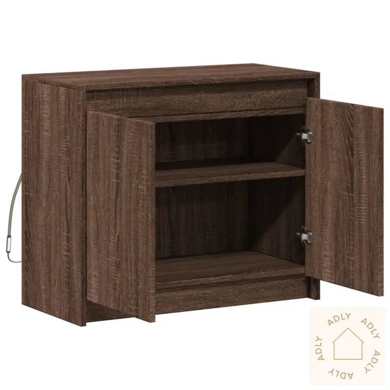 Skjenk Med Led Brun Eik 72X34X61 Cm Konstruert Tre