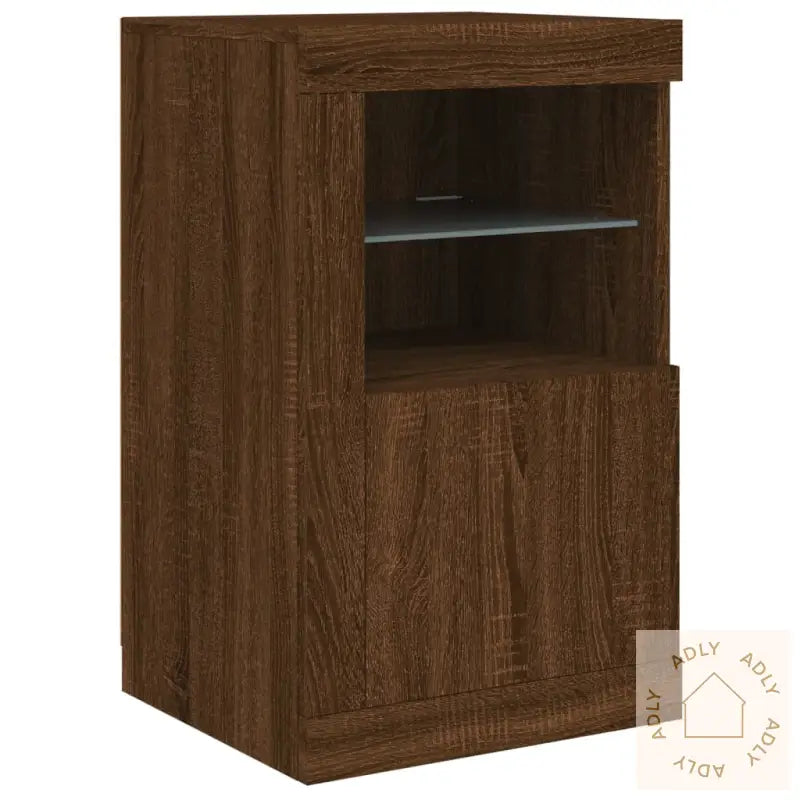 Skjenk Med Led-Lys Brun Eik 163X37X67 Cm