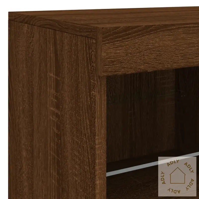 Skjenk Med Led-Lys Brun Eik 163X37X67 Cm