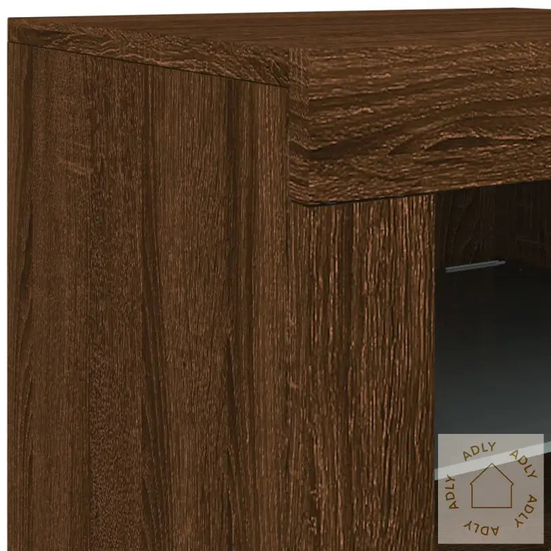 Skjenk Med Led-Lys Brun Eik 163X37X67 Cm