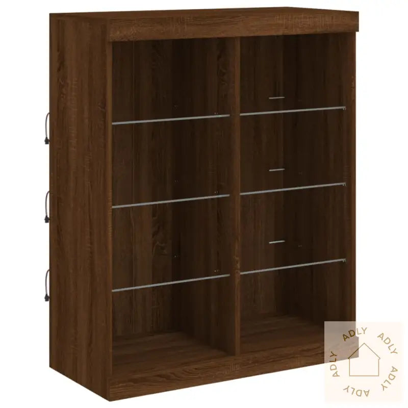 Skjenk Med Led-Lys Brun Eik 202X37X100 Cm