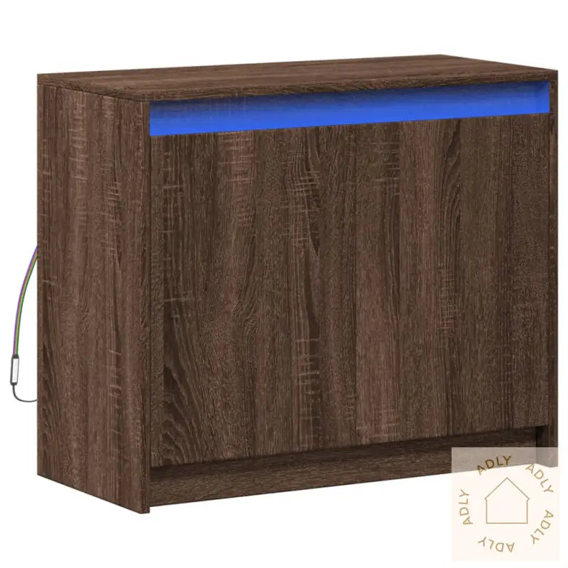 Skjenk Med Led Brun Eik 72X34X61 Cm Konstruert Tre