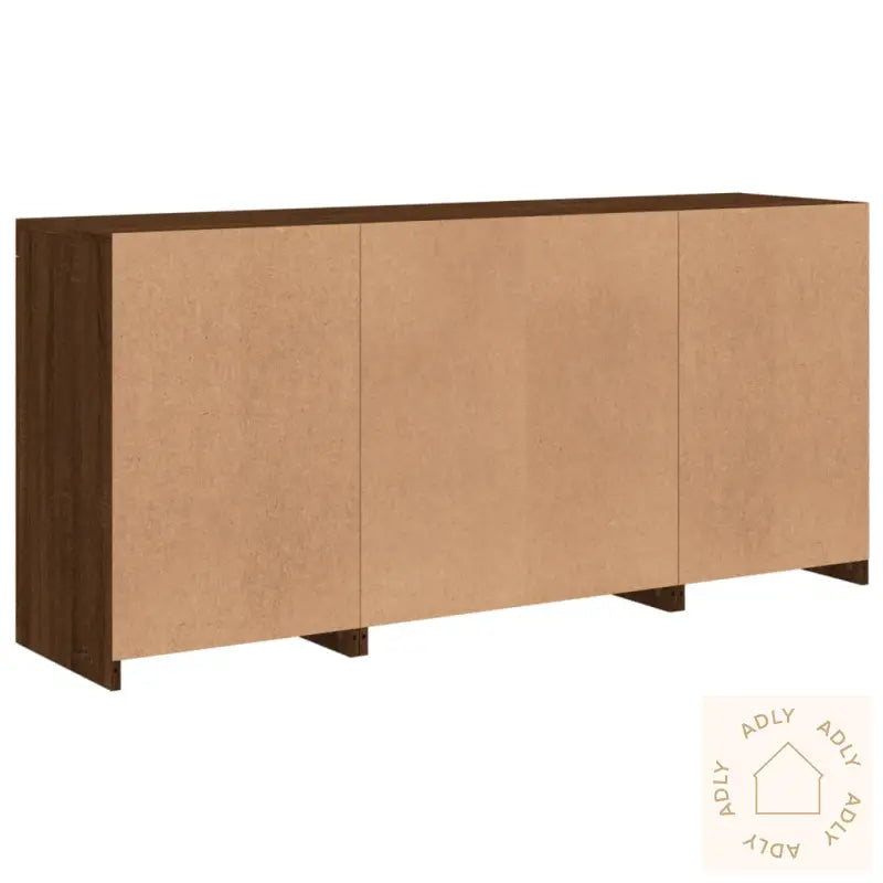 Skjenk Med Led-Lys Brun Eik 142,5X37X67 Cm
