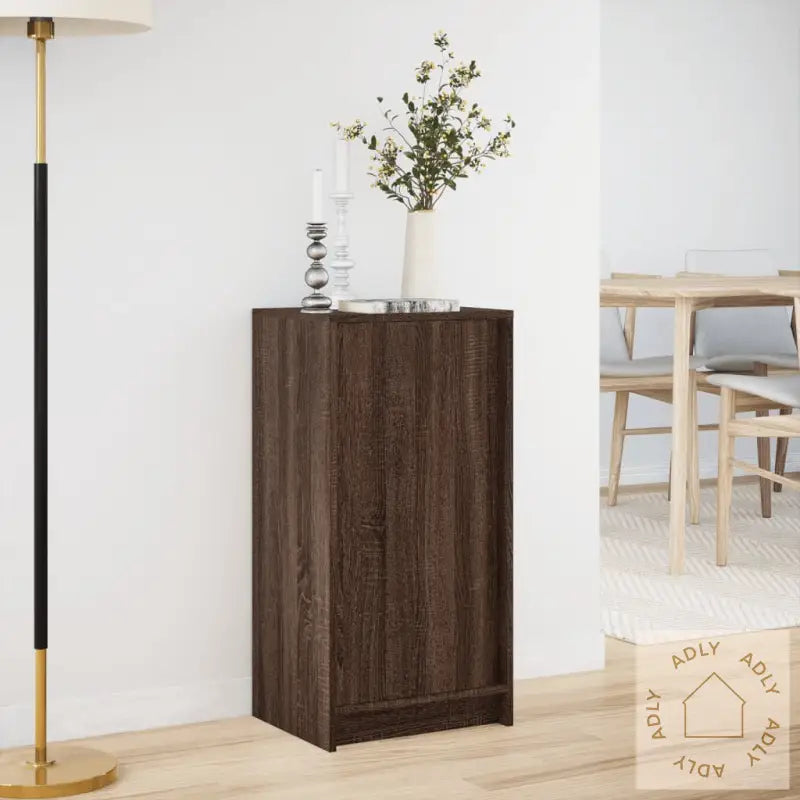 Skjenk Med Led Brun Eik 42,5X34X85 Cm Konstruert Tre