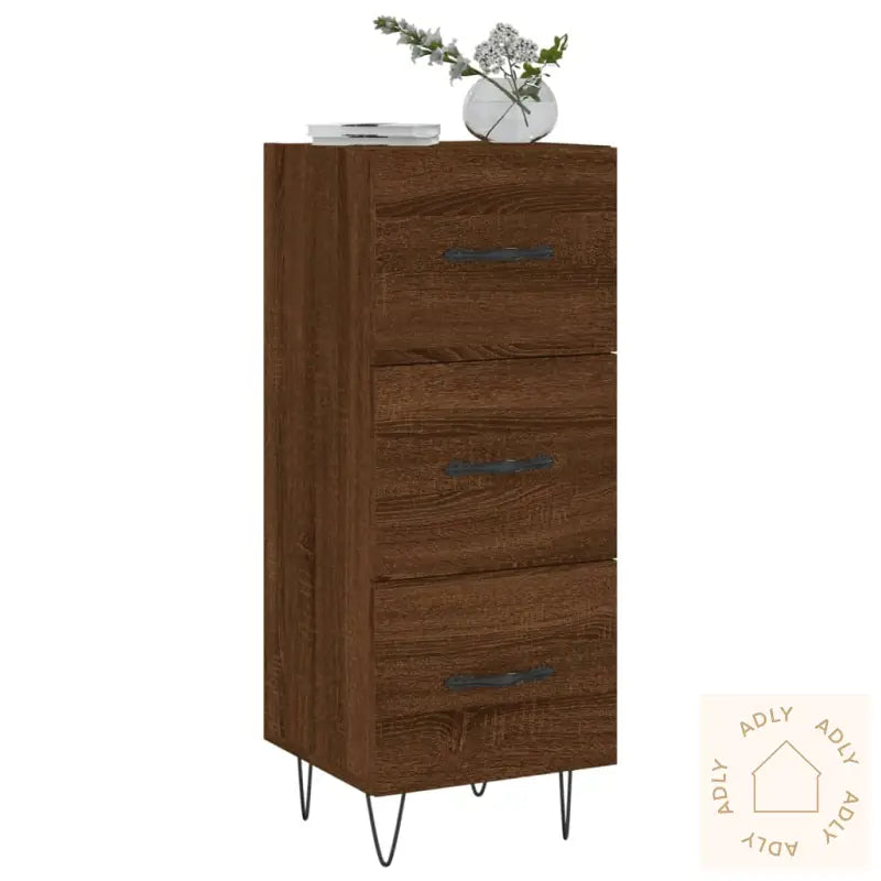 Skjenk Brun Eik 34,5X34X90 Cm Konstruert Tre