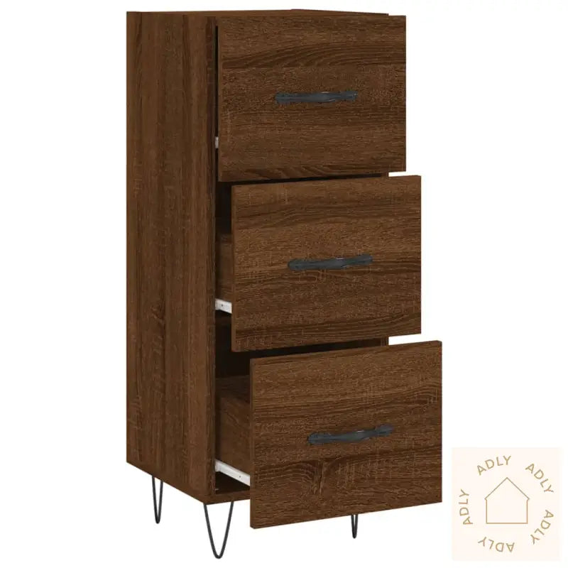 Skjenk Brun Eik 34,5X34X90 Cm Konstruert Tre