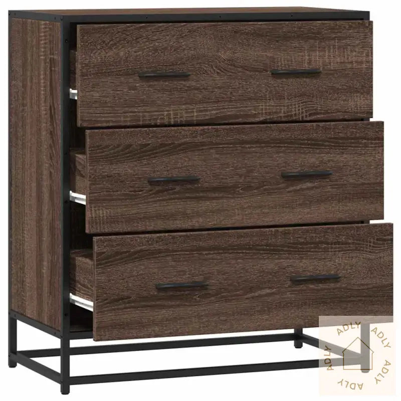 Skjenk Brun Eik 68X35X76 Cm Konstruert Tre Og Metall