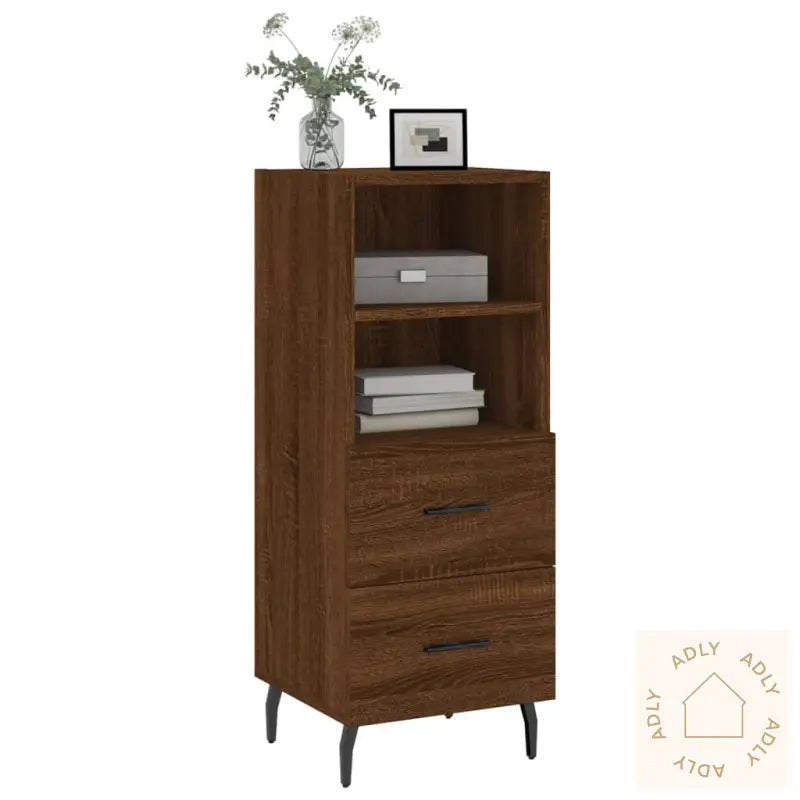 Skjenk Brun Eik 34,5X34X90 Cm Konstruert Tre