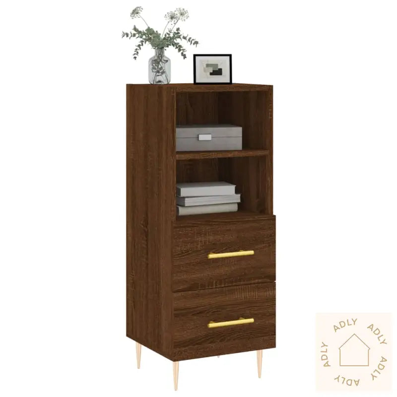 Skjenk Brun Eik 34,5X34X90 Cm Konstruert Tre