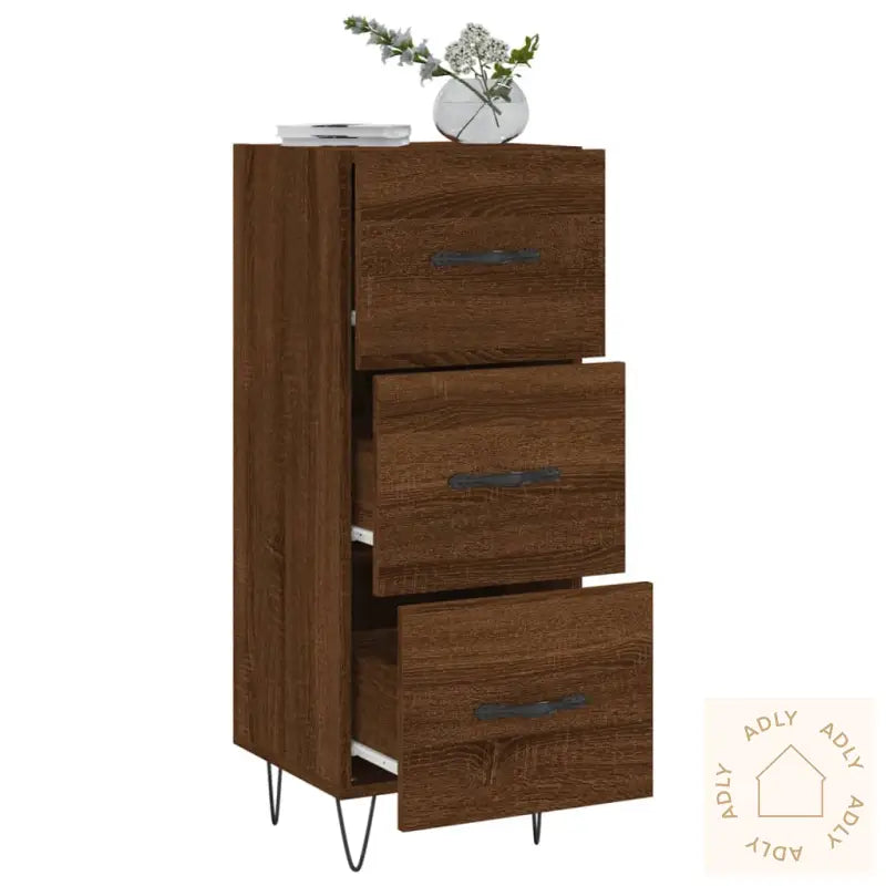 Skjenk Brun Eik 34,5X34X90 Cm Konstruert Tre