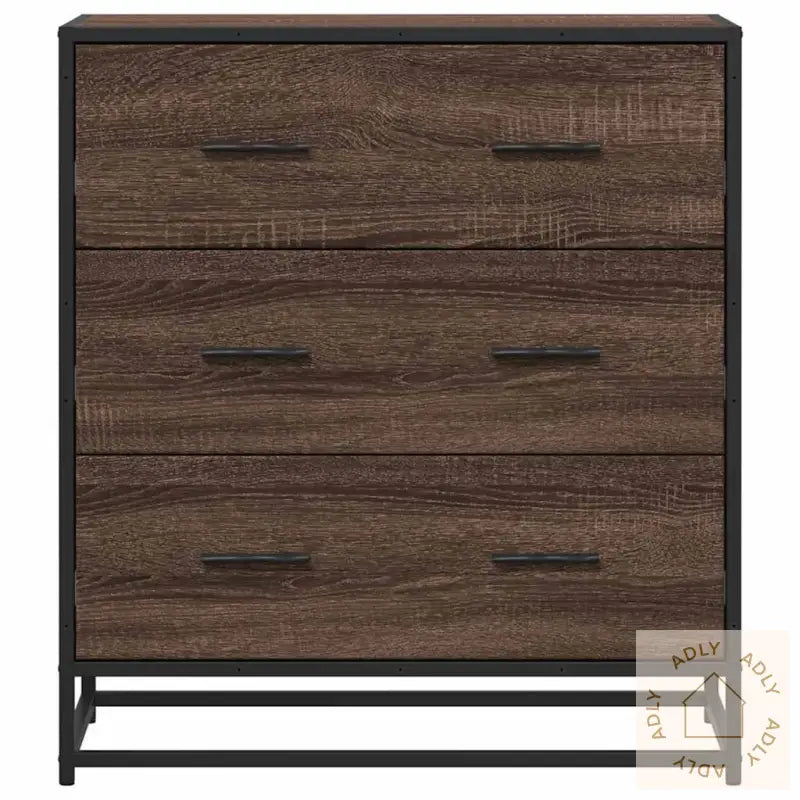 Skjenk Brun Eik 68X35X76 Cm Konstruert Tre Og Metall
