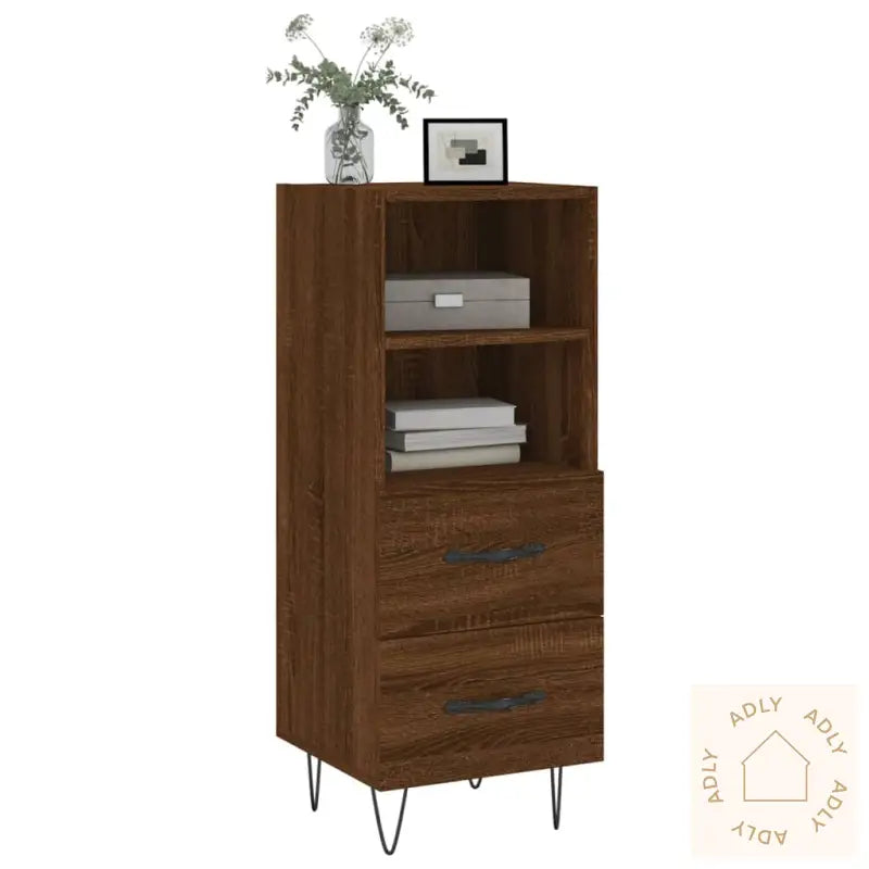 Skjenk Brun Eik 34,5X34X90 Cm Konstruert Tre