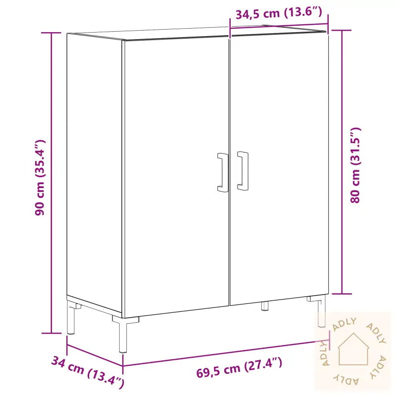 Sideboard Svart Eik 69,5X34X90 Cm Ingeniørtre