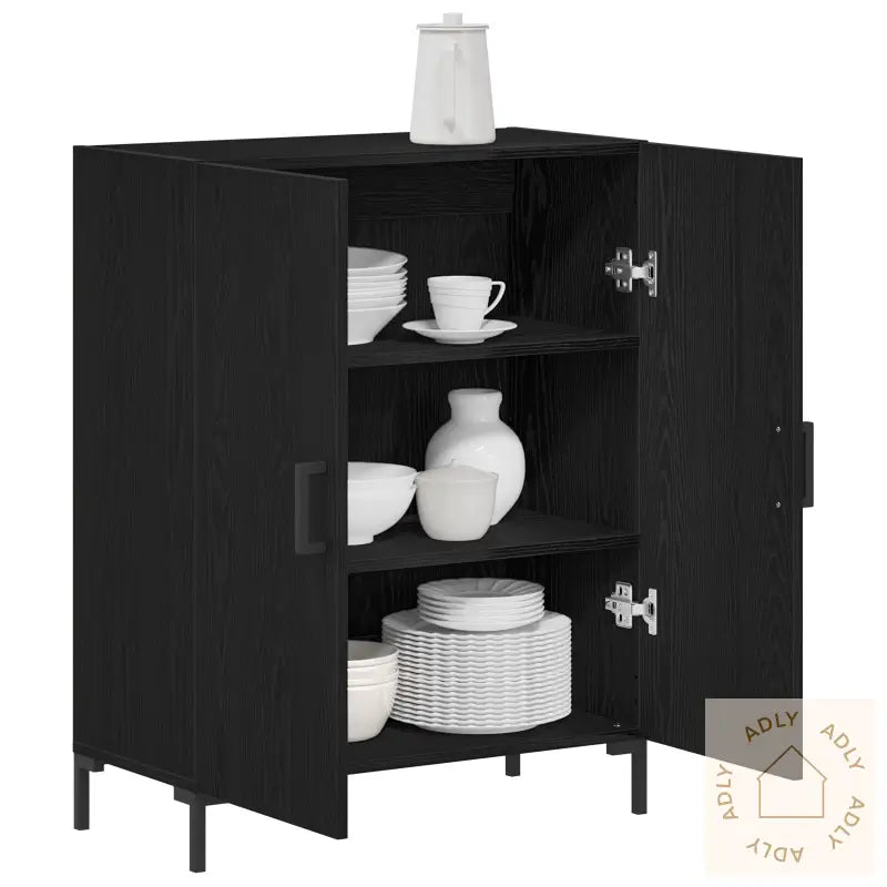 Sideboard Svart Eik 69,5X34X90 Cm Ingeniørtre