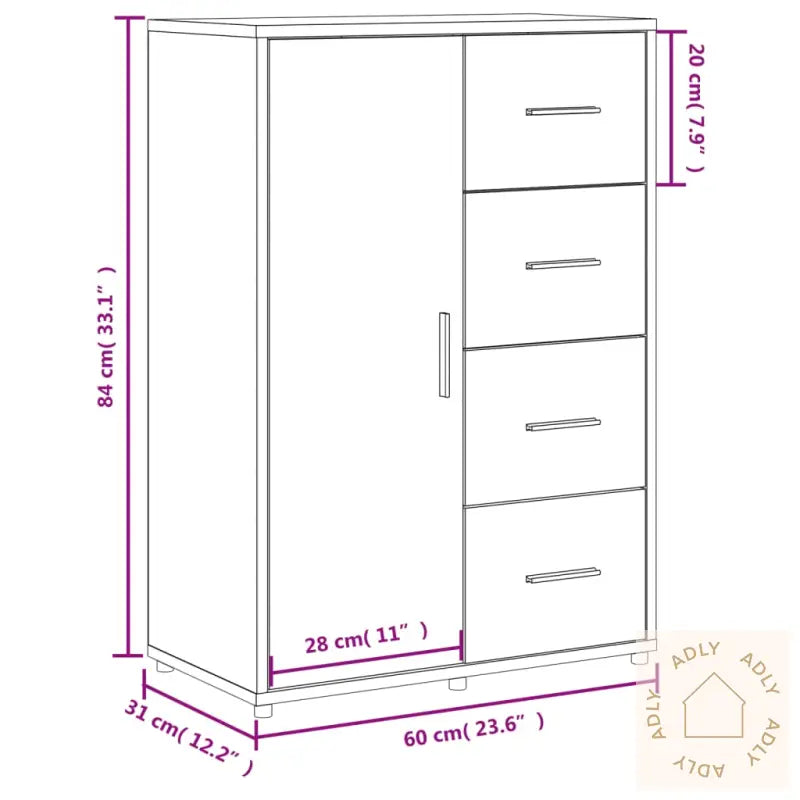 Skjenk Svart 60X31X84 Cm Konstruert Tre