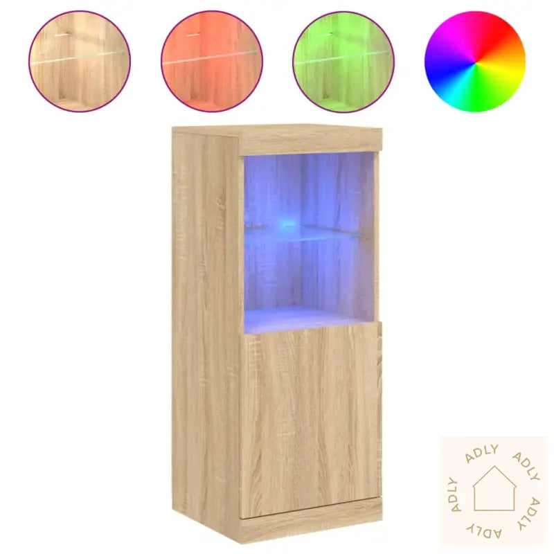 Skjenk Med Led-Lys Sonoma Eik 41X37X100 Cm