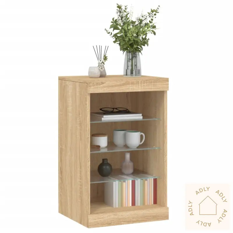 Skjenk Med Led-Lys Sonoma Eik 41X37X67 Cm