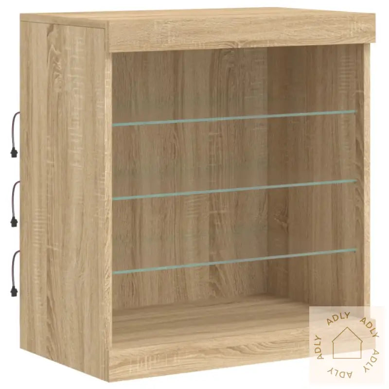 Skjenk Med Led-Lys Sonoma Eik 60,5X37X67 Cm