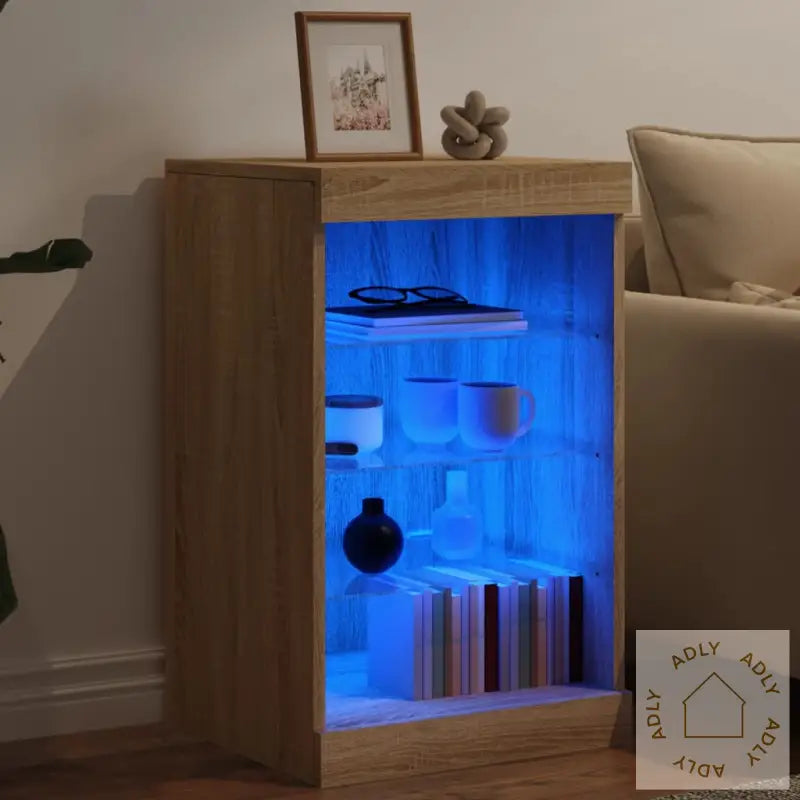 Skjenk Med Led-Lys Sonoma Eik 41X37X67 Cm