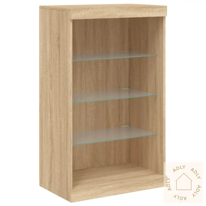 Skjenk Med Led-Lys Sonoma Eik 60,5X37X100 Cm