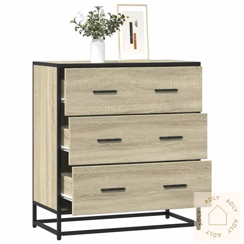 Skjenk Sonoma Eik 68X35X76 Cm Konstruert Tre Og Metall