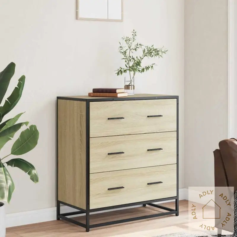 Skjenk Sonoma Eik 68X35X76 Cm Konstruert Tre Og Metall