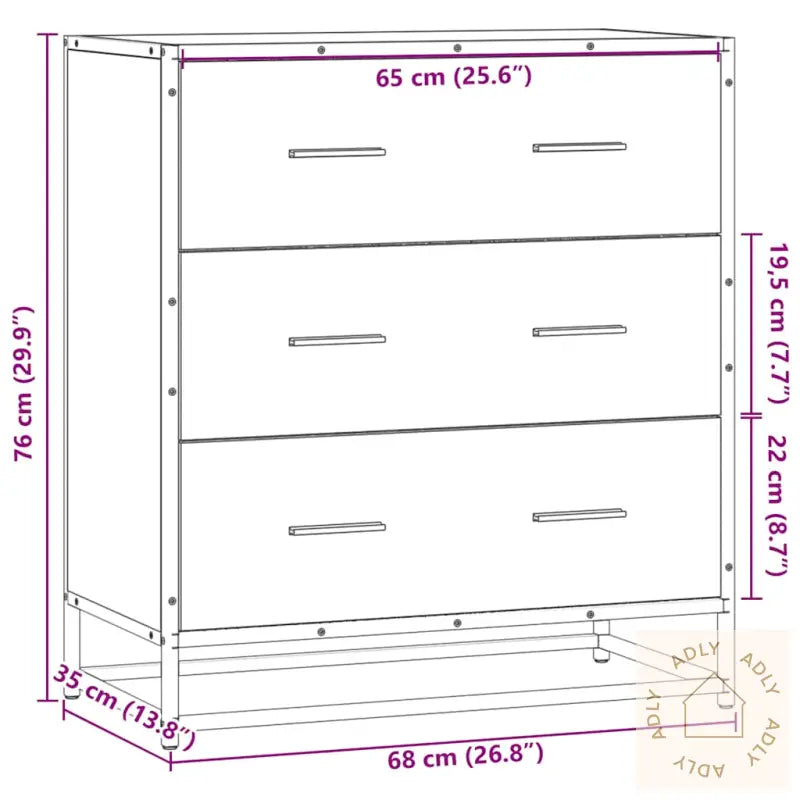 Skjenk Sonoma Eik 68X35X76 Cm Konstruert Tre Og Metall