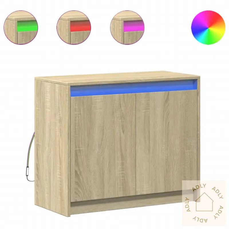 Skjenk Med Led Sonoma Eik 72X34X61 Cm Konstruert Tre
