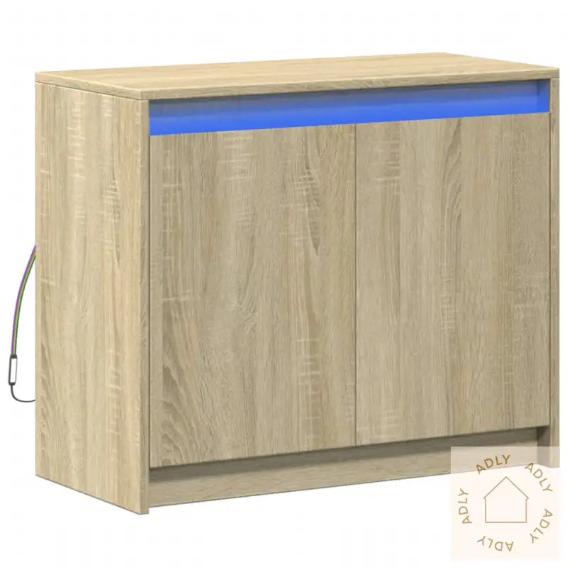 Skjenk Med Led Sonoma Eik 72X34X61 Cm Konstruert Tre