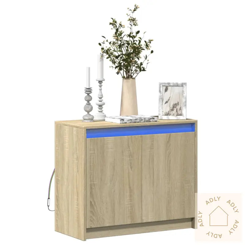 Skjenk Med Led Sonoma Eik 72X34X61 Cm Konstruert Tre