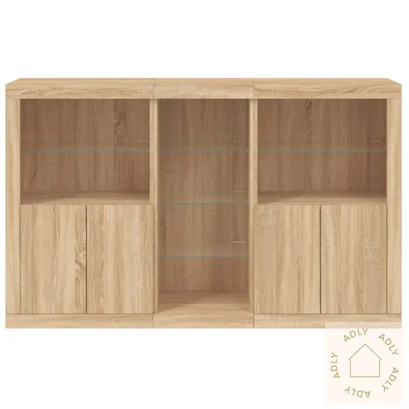 Skjenk Med Led-Lys Sonoma Eik 162X37X100 Cm