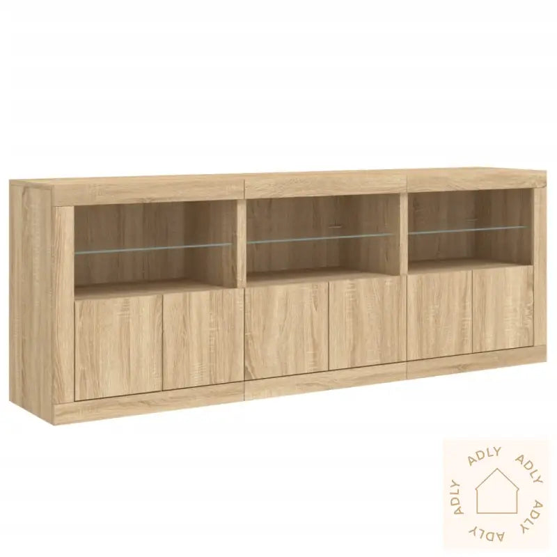 Skjenk Med Led-Lys Sonoma Eik 181,5X37X67 Cm