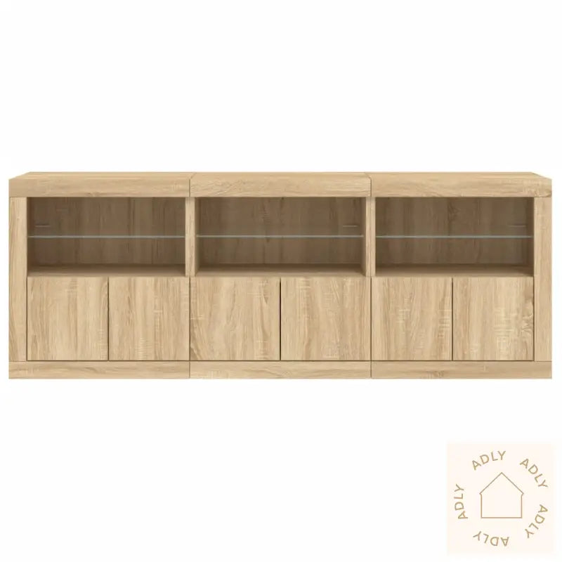 Skjenk Med Led-Lys Sonoma Eik 181,5X37X67 Cm
