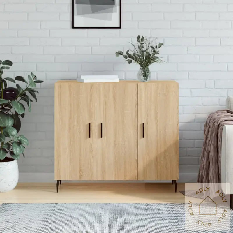 Skjenk Sonoma Eik 90X34X80 Cm Konstruert Tre