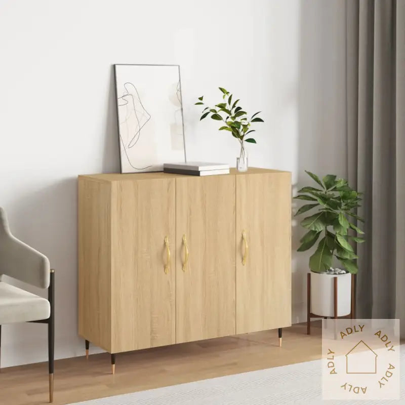 Skjenk Sonoma Eik 90X34X80 Cm Konstruert Tre