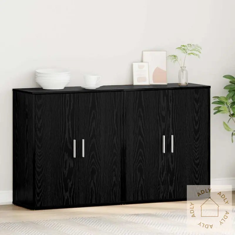 Høyskap 2 Pcs Svart Eik 60 X 31 X 70 Cm Konstruert Tre