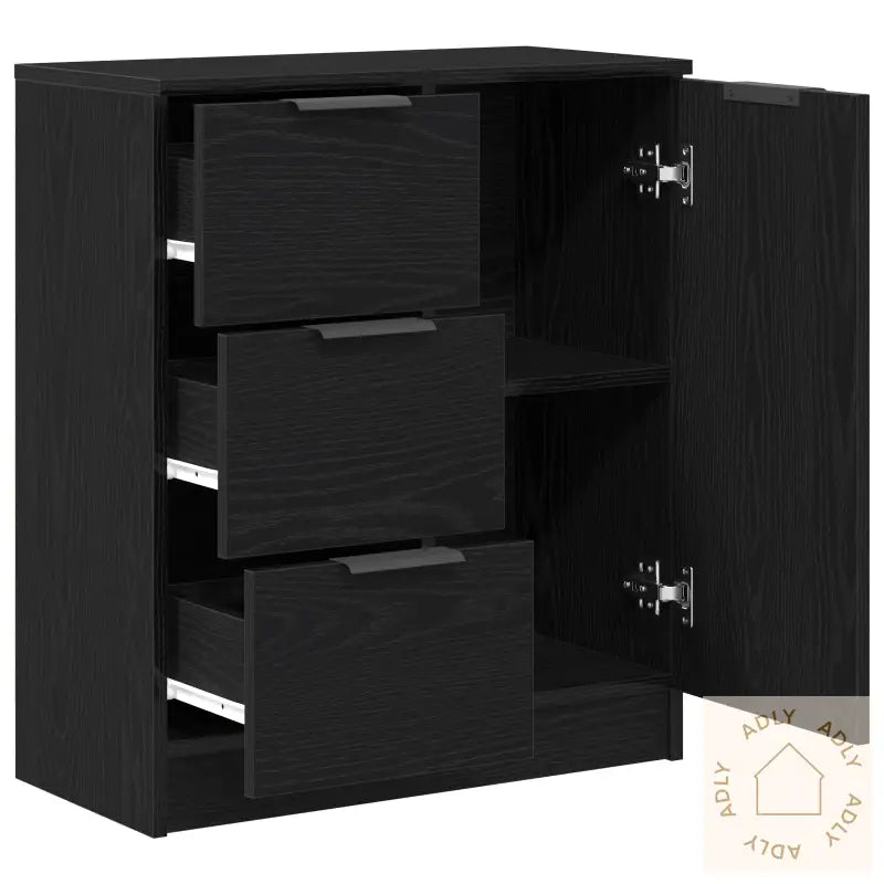 Svart Eik Sidebord 60X30X70 Cm Laget Av Konstruert Tre