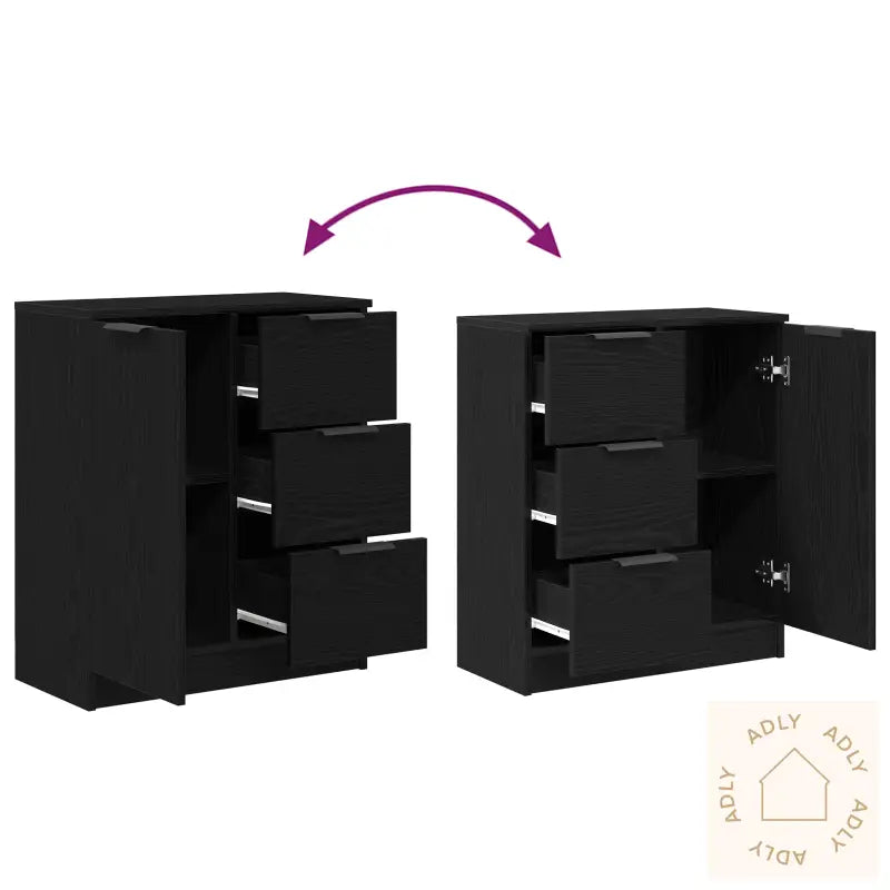 Svart Eik Sidebord 60X30X70 Cm Laget Av Konstruert Tre